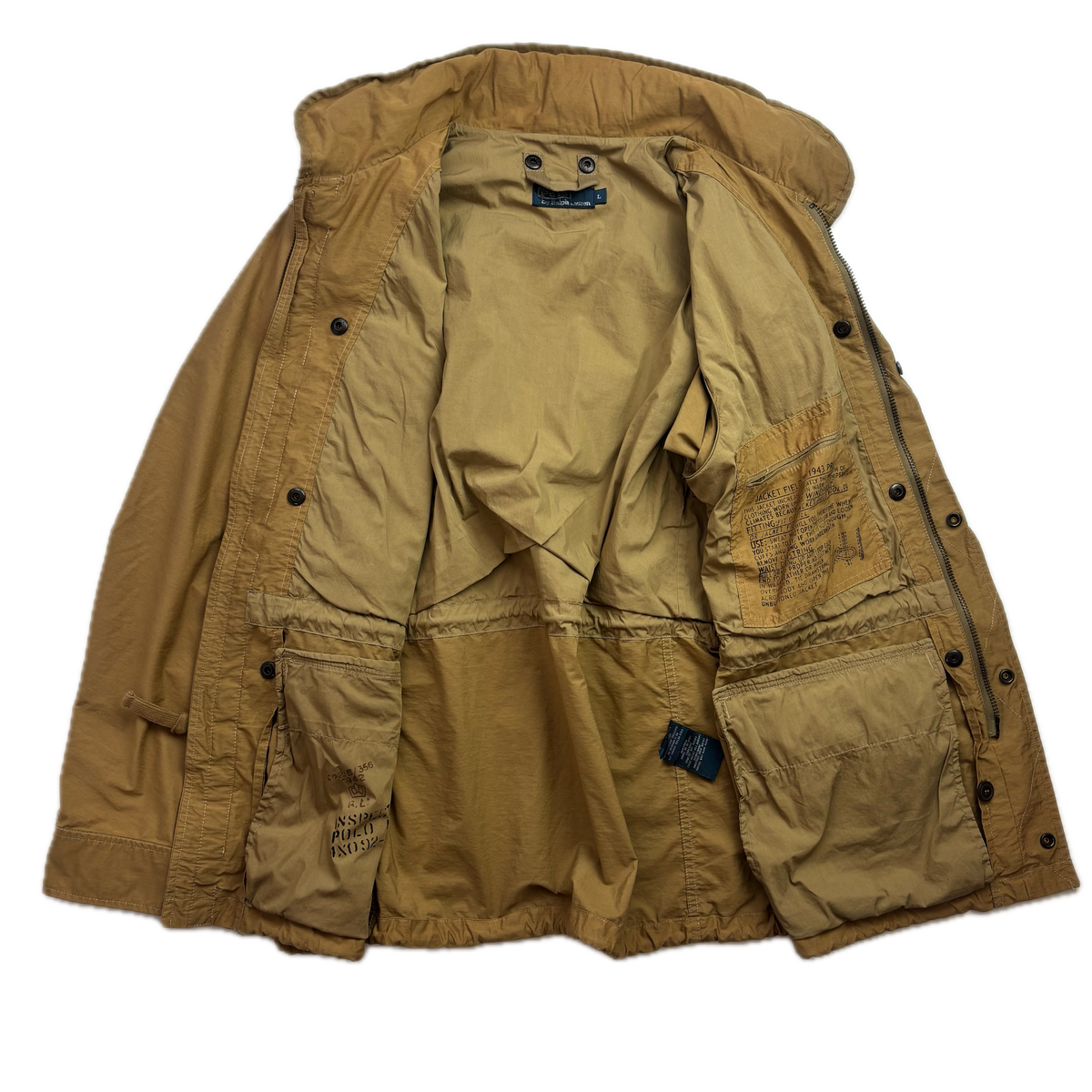 Polo Ralph Lauren 2 in 1 Tan Utility Jacket with Quilted Liner - L