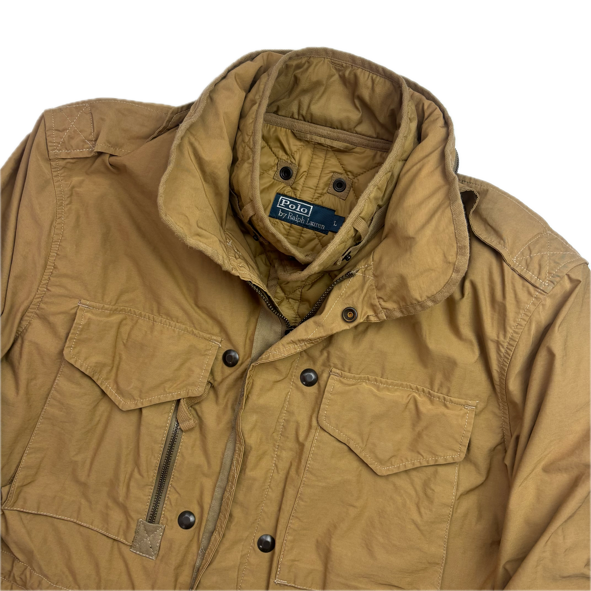 Polo Ralph Lauren 2 in 1 Tan Utility Jacket with Quilted Liner - L