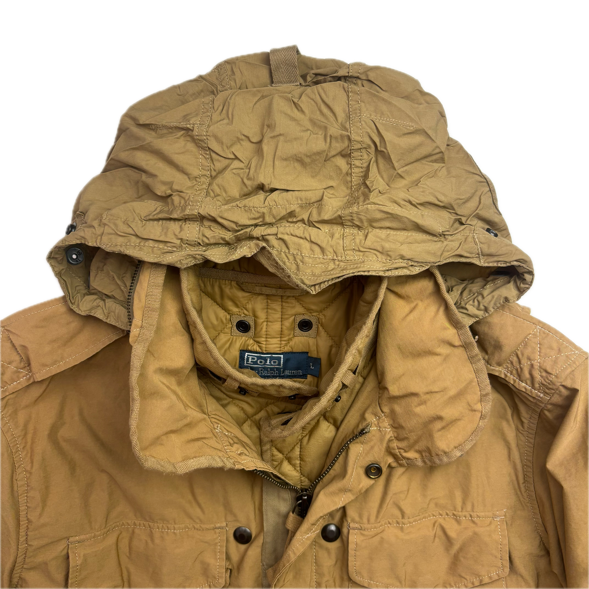 Polo Ralph Lauren 2 in 1 Tan Utility Jacket with Quilted Liner - L