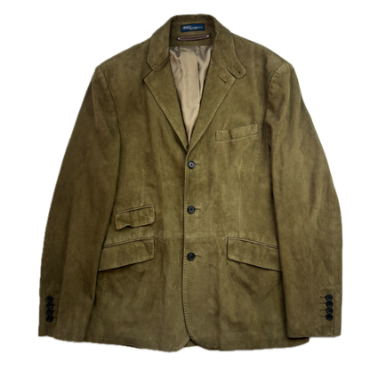 Polo Ralph Lauren Dark Green Suede Blazer Latch Collar Sports Coat - M