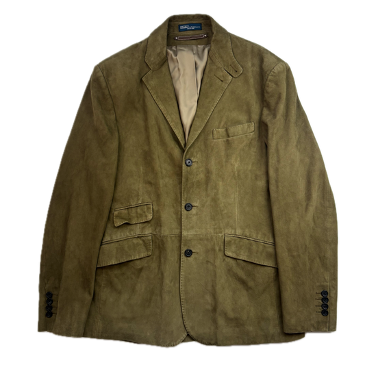 Polo Ralph Lauren Dark Green Suede Blazer Latch Collar Sports Coat - M