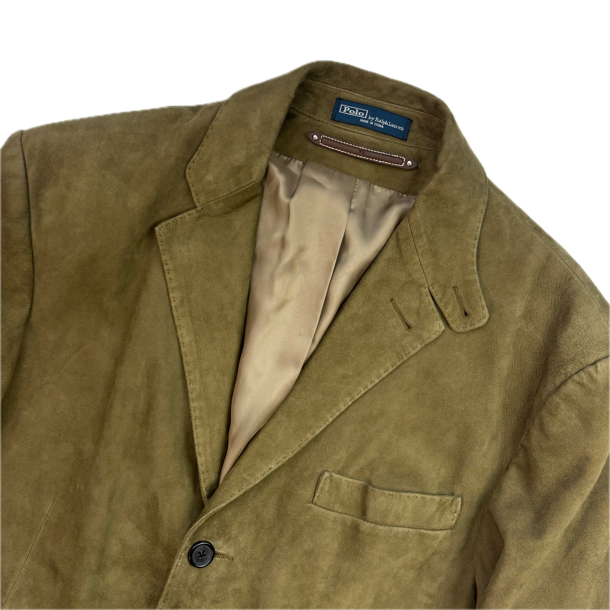 Polo Ralph Lauren Dark Green Suede Blazer Latch Collar Sports Coat - M