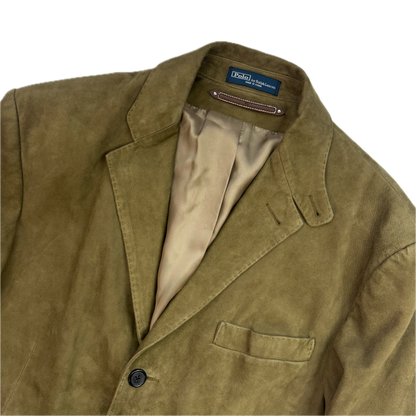 Polo Ralph Lauren Dark Green Suede Blazer Latch Collar Sports Coat - M