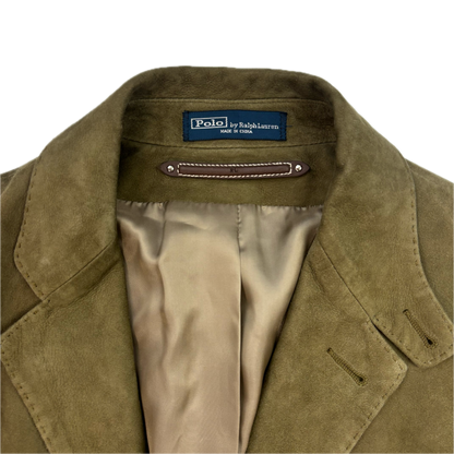 Polo Ralph Lauren Dark Green Suede Blazer Latch Collar Sports Coat - M