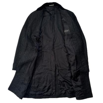 Rugby Ralph Lauren Dark Grey Herringbone Paddock Coat Overcoat (Wool) - L