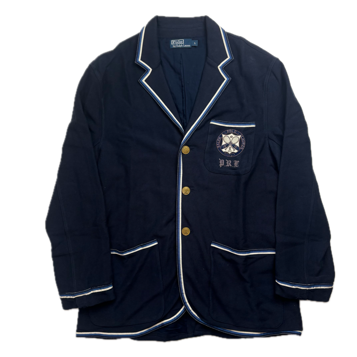 Polo Ralph Lauren Navy Tennis Blazer Sports Jacket Rowing - L