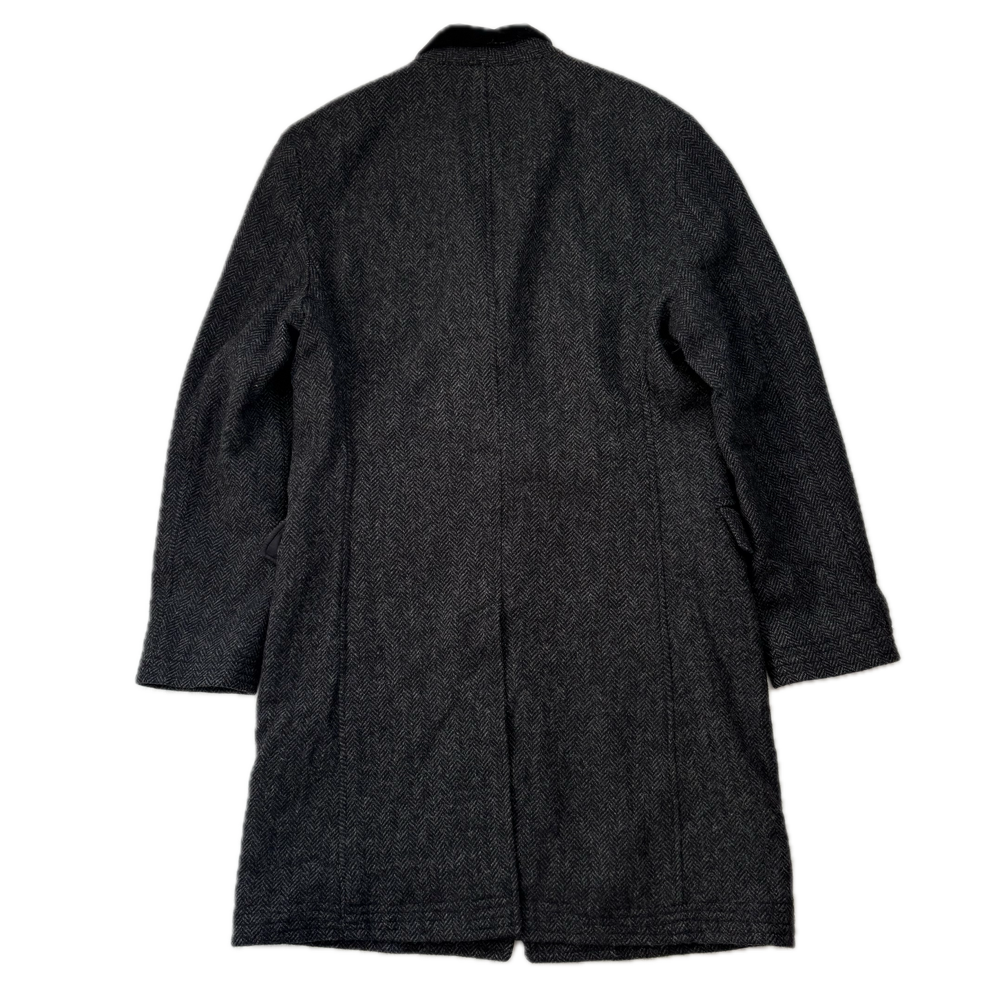 Rugby Ralph Lauren Dark Grey Herringbone Paddock Coat Overcoat (Wool) - L