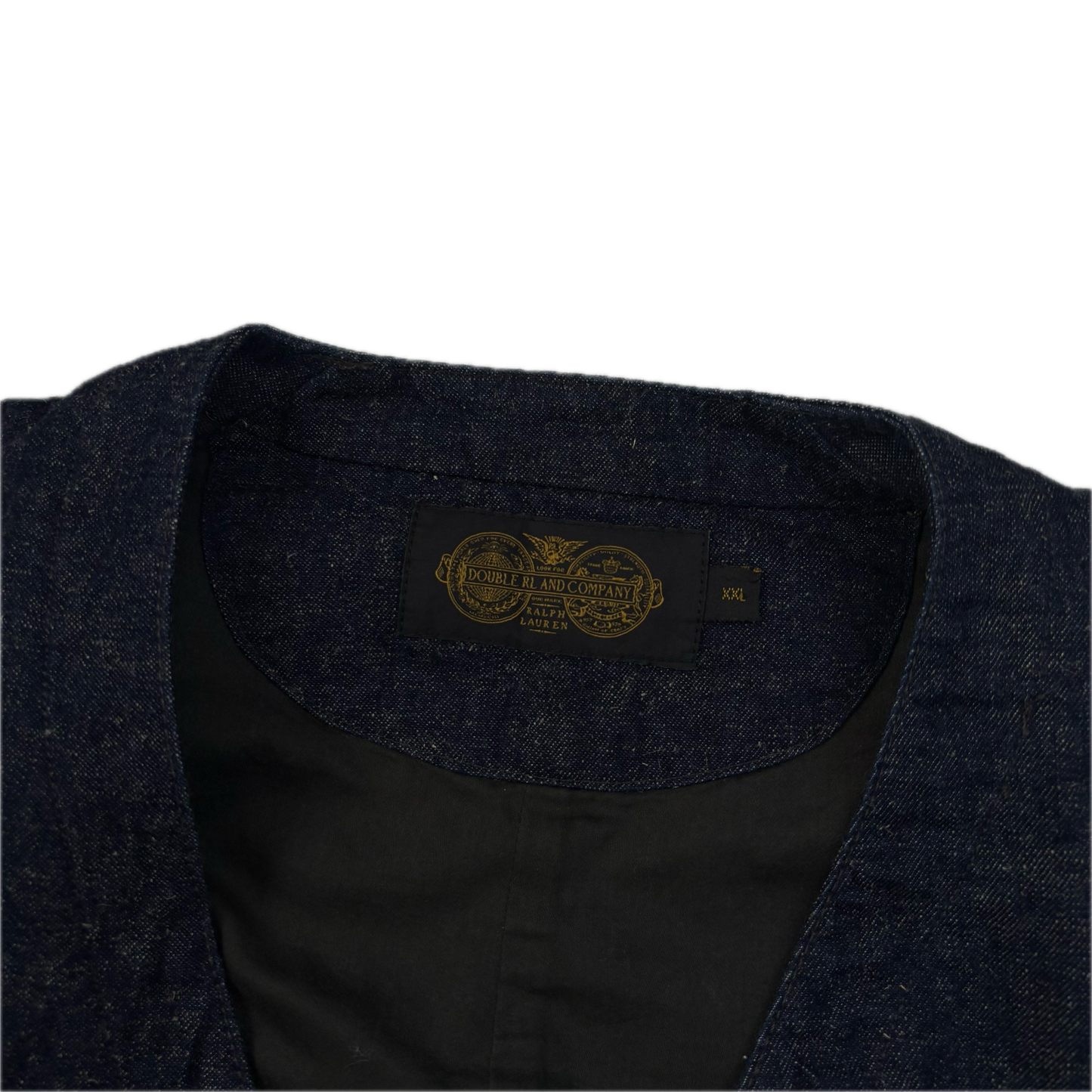 RRL Ralph Lauren Navy Blue Chambray Waistcoat - XXL