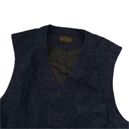 RRL Ralph Lauren Navy Blue Chambray Waistcoat - XXL
