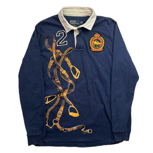 Polo Ralph Lauren 2008 Navy Stirrup Equestrian Lightweight Rugby Shirt - M