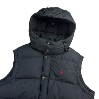 Polo Ralph Lauren Black Hooded Body Warmer Gilet Down Vest - XXL