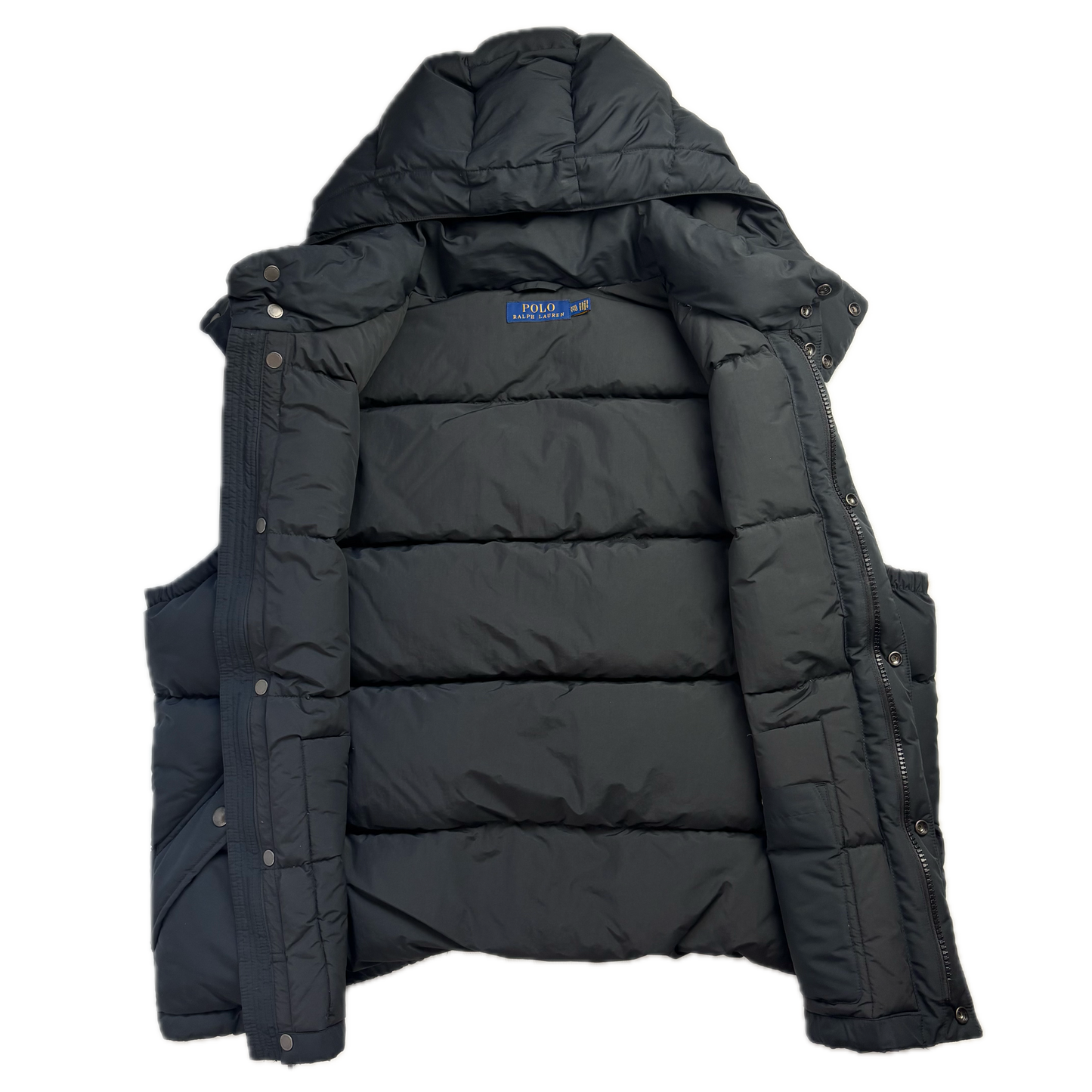 Polo Ralph Lauren Black Hooded Body Warmer Gilet Down Vest - XXL