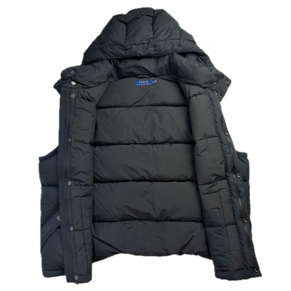 Polo Ralph Lauren Black Hooded Body Warmer Gilet Down Vest - XXL