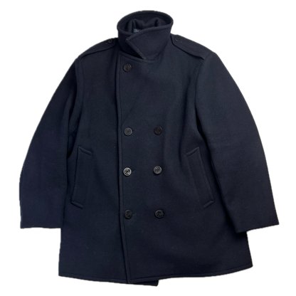 Polo Ralph Lauren Navy Melton Double Breasted Pea Coat (Wool Blend) - 48R