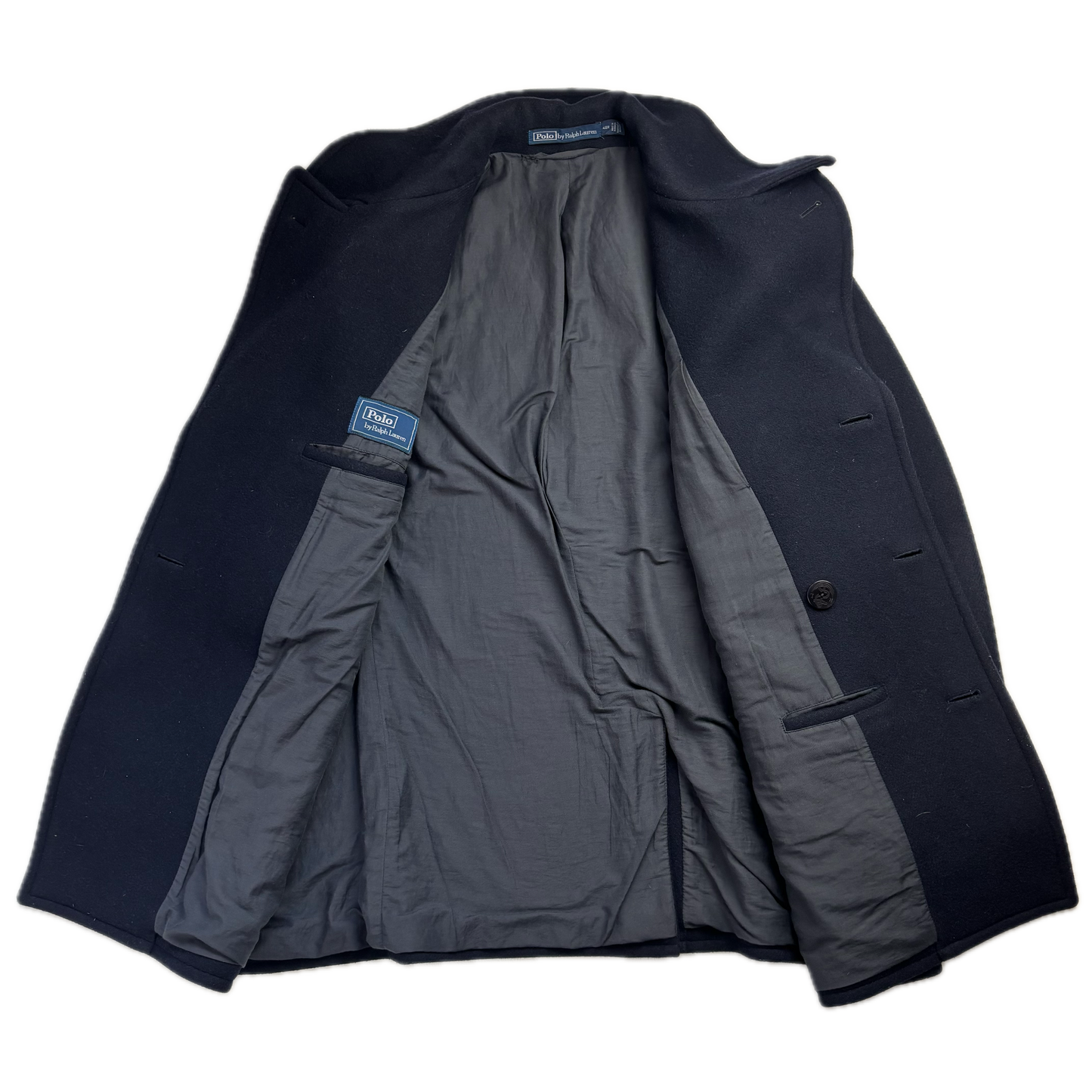 Polo Ralph Lauren Navy Melton Double Breasted Pea Coat (Wool Blend) - 48R
