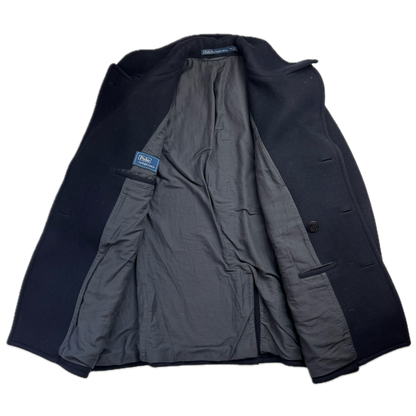 Polo Ralph Lauren Navy Melton Double Breasted Pea Coat (Wool Blend) - 48R