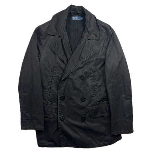 Polo Ralph Lauren Black Double Breasted Rain Mac Coat Trench (Cotton) - M