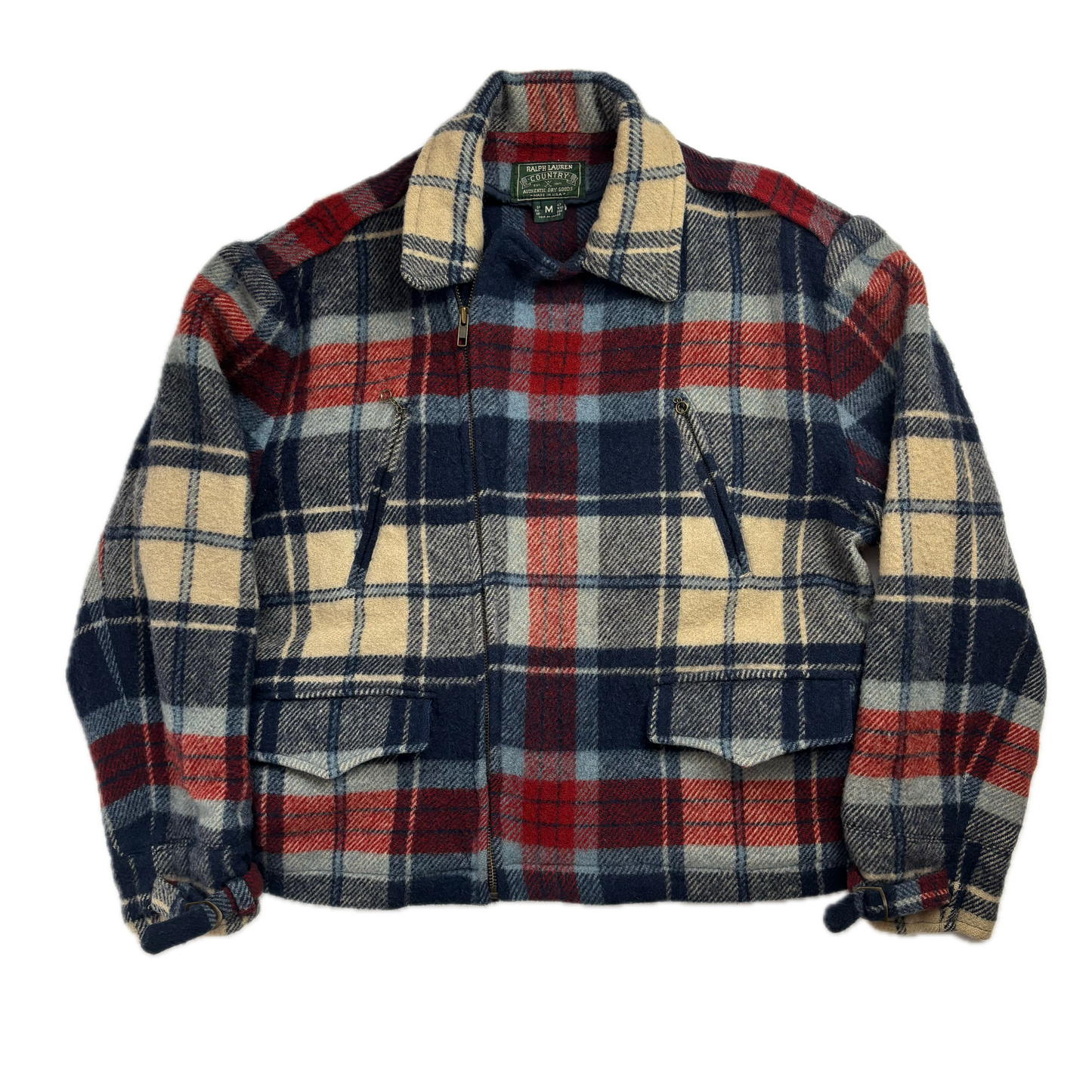 Polo Country Plaid Wool Moto Jacket - M