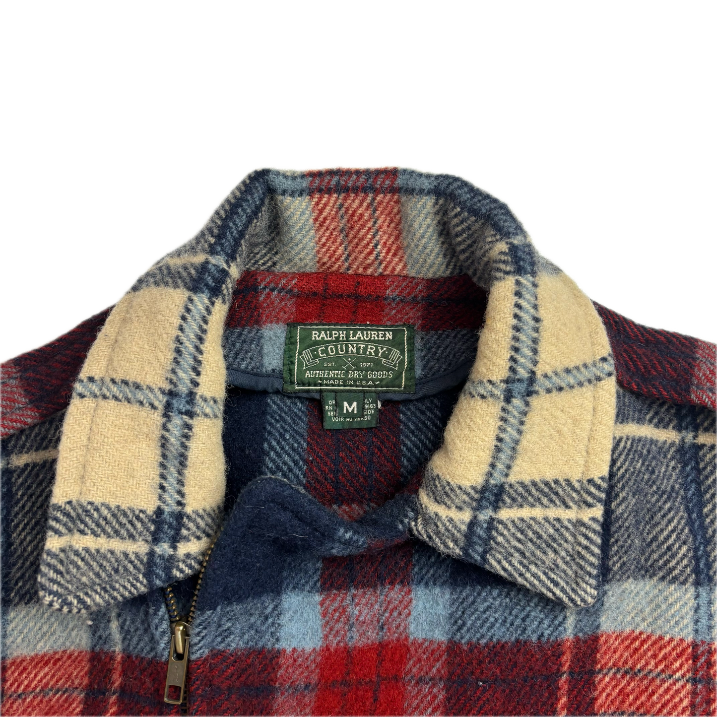 Polo Country Plaid Wool Moto Jacket - M
