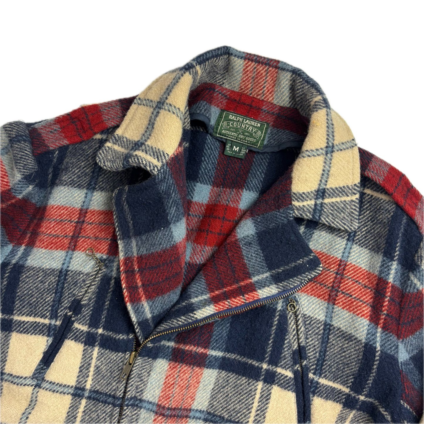 Polo Country Plaid Wool Moto Jacket - M