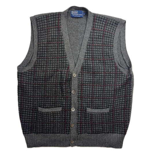 Polo Ralph Lauren Grey Tweed Windowpane Waistcoat (Cashmere) - 42R