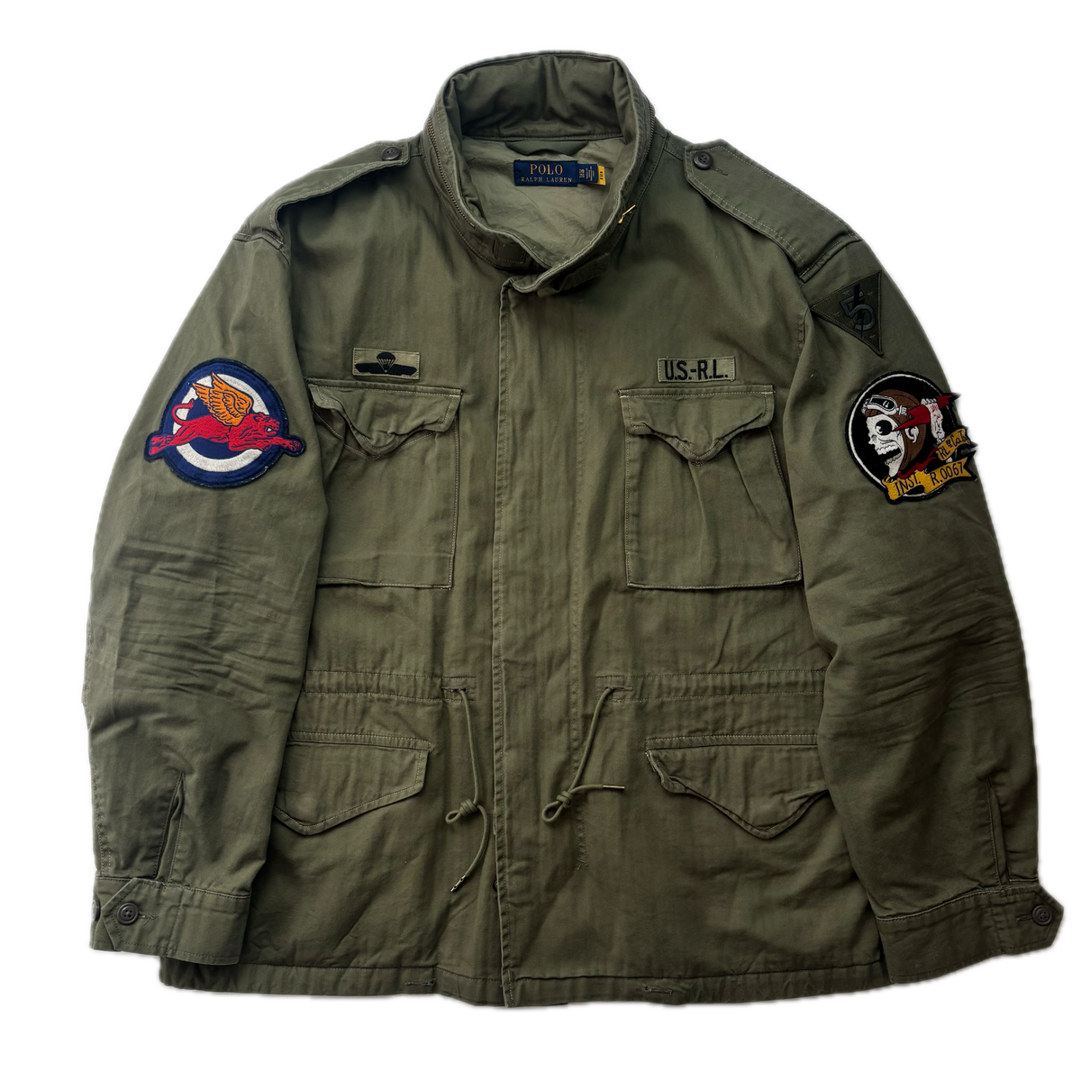 Polo Ralph Lauren Green Military Army Patches Field Parka Jacket  - XXL