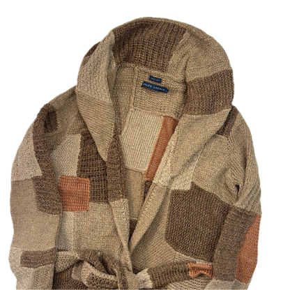 Ralph Lauren Patchwork Cardigan Belted Long Robe - M