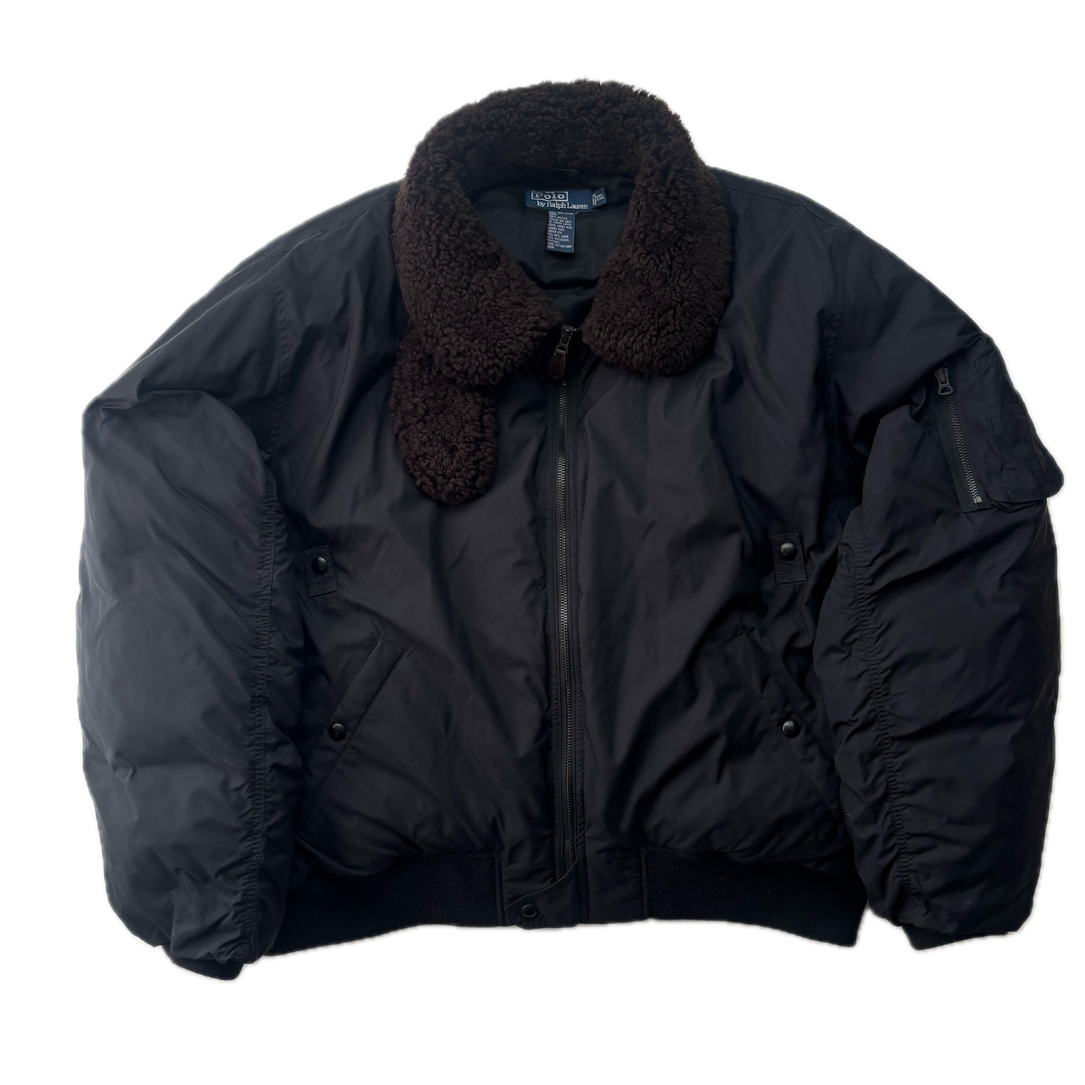 Polo Ralph Lauren Lambswool Collar Black Bomber Jacket - XXL