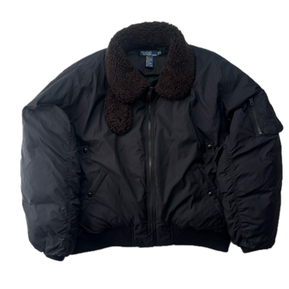 Polo Ralph Lauren Lambswool Collar Black Bomber Jacket - XXL
