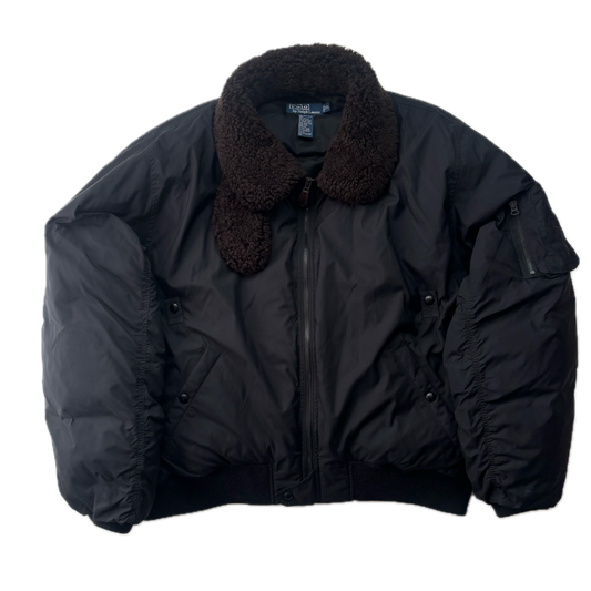 Polo Ralph Lauren Lambswool Collar Black Bomber Jacket - XXL
