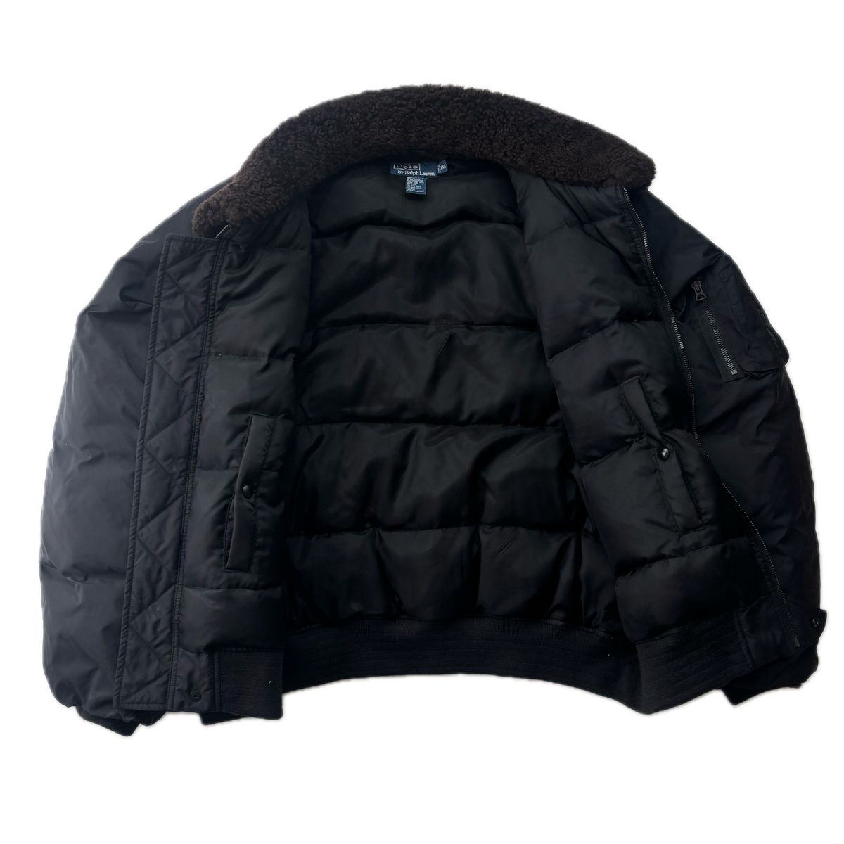 Polo Ralph Lauren Lambswool Collar Black Bomber Jacket - XXL