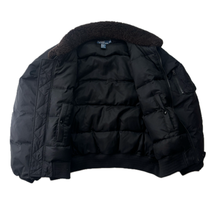 Polo Ralph Lauren Lambswool Collar Black Bomber Jacket - XXL