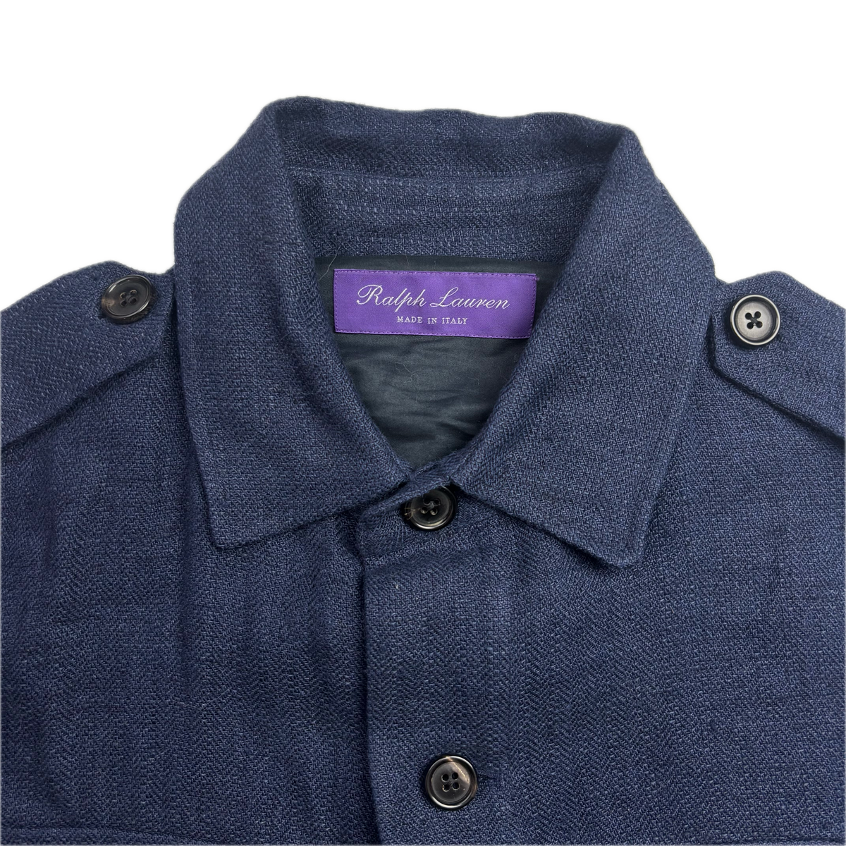Ralph Lauren Purple Label Navy Safari Utility Jacket (Linen Silk) - 38