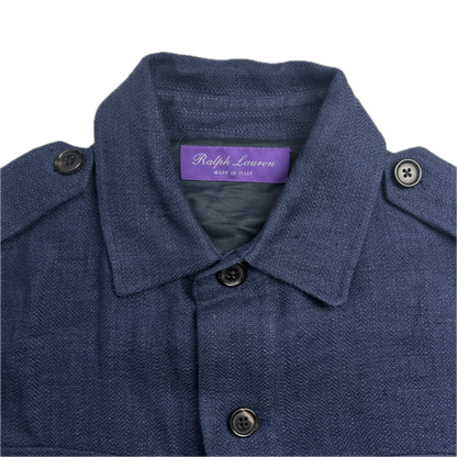Ralph Lauren Purple Label Navy Safari Utility Jacket (Linen Silk) - 38