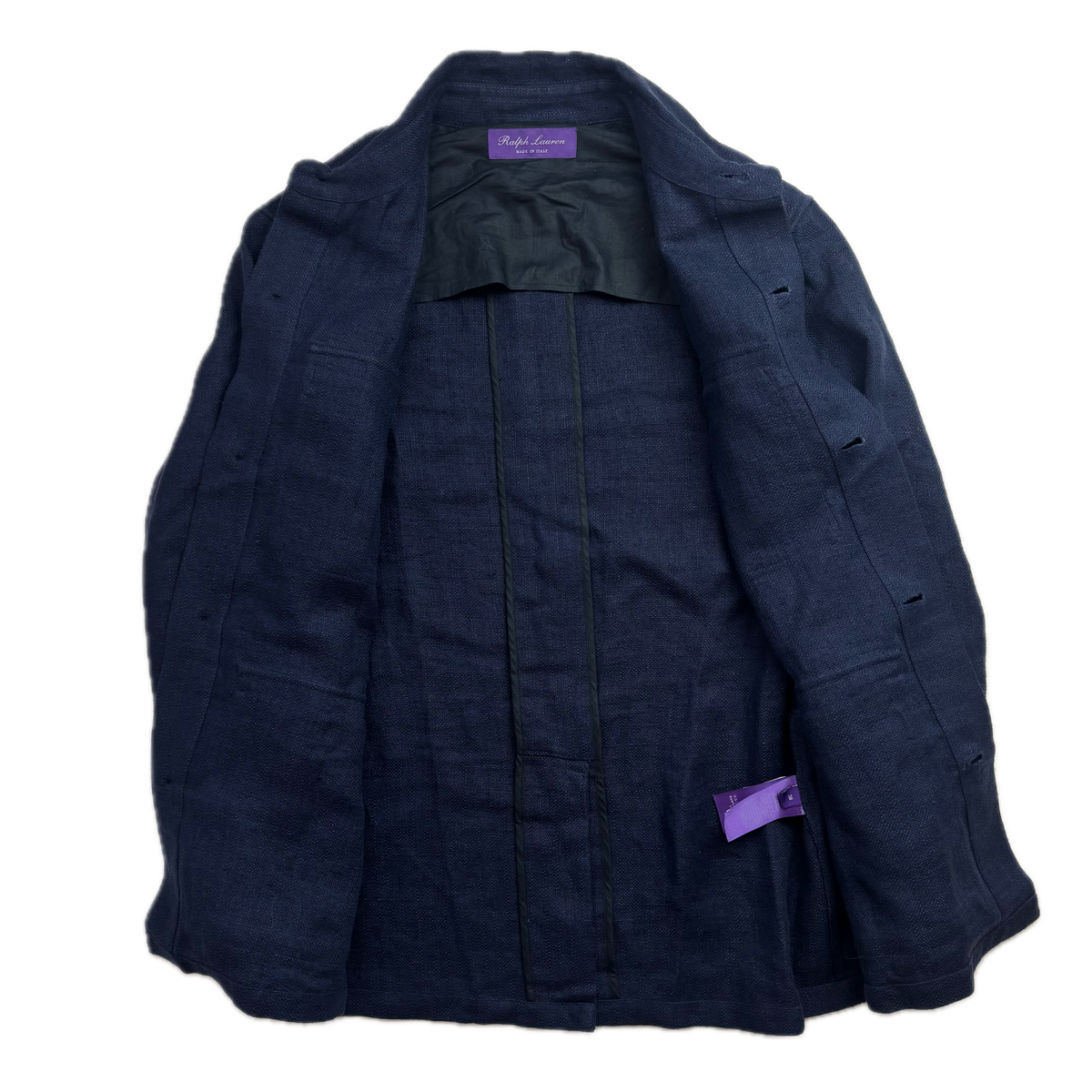 Ralph Lauren Purple Label Navy Safari Utility Jacket (Linen Silk) - 38