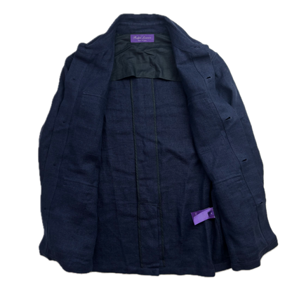 Ralph Lauren Purple Label Navy Safari Utility Jacket (Linen Silk) - 38