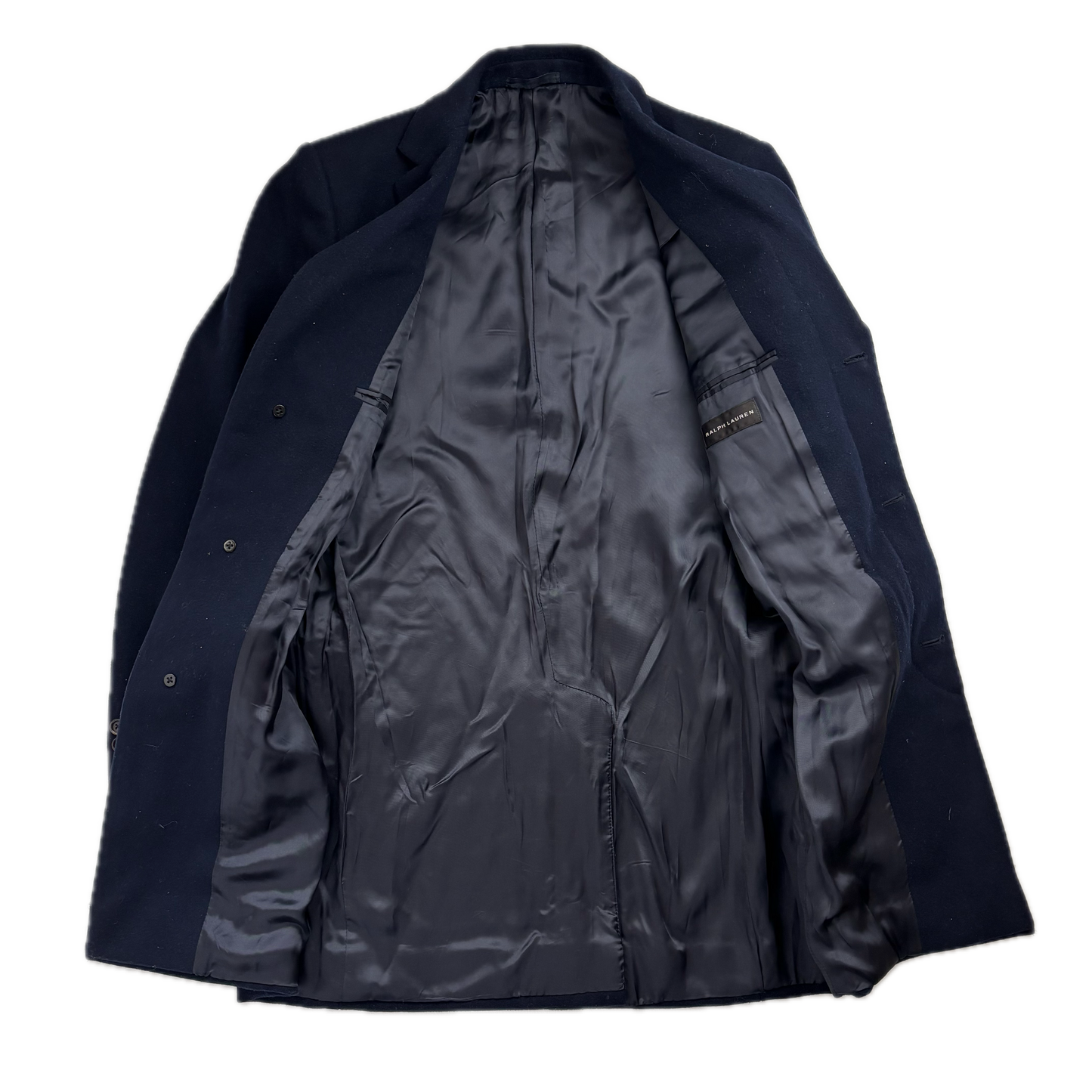 Ralph Lauren Black Label Navy Chesterfield Paddock Coat Overcoat (Cashmere) - 40R