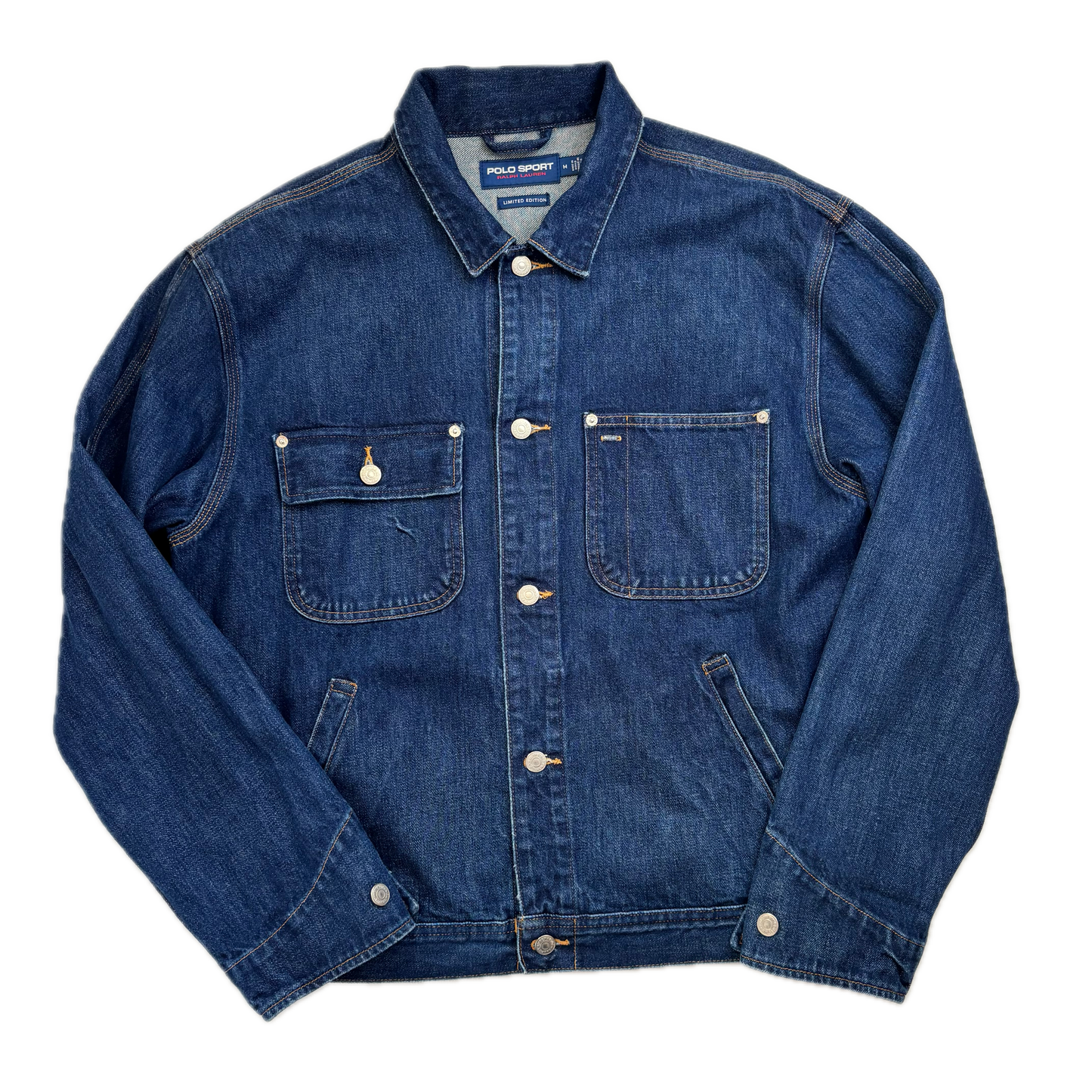 Polo Sport Ralph Lauren Denim USA Flag Trucker Jacket - M