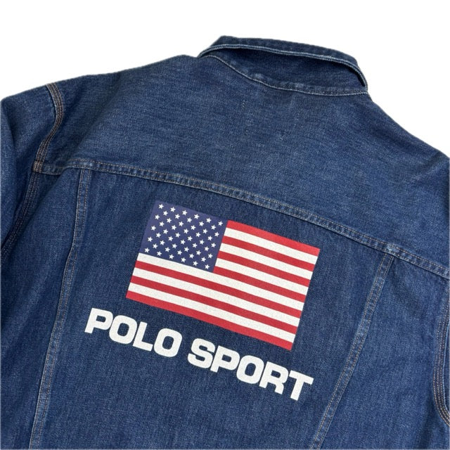 Polo Sport Ralph Lauren Denim USA Flag Trucker Jacket - M