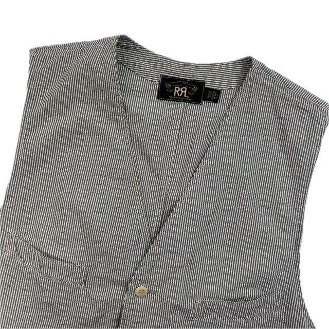 RRL Ralph Lauren Blue Seersucker Waistcoat (Cotton) - L