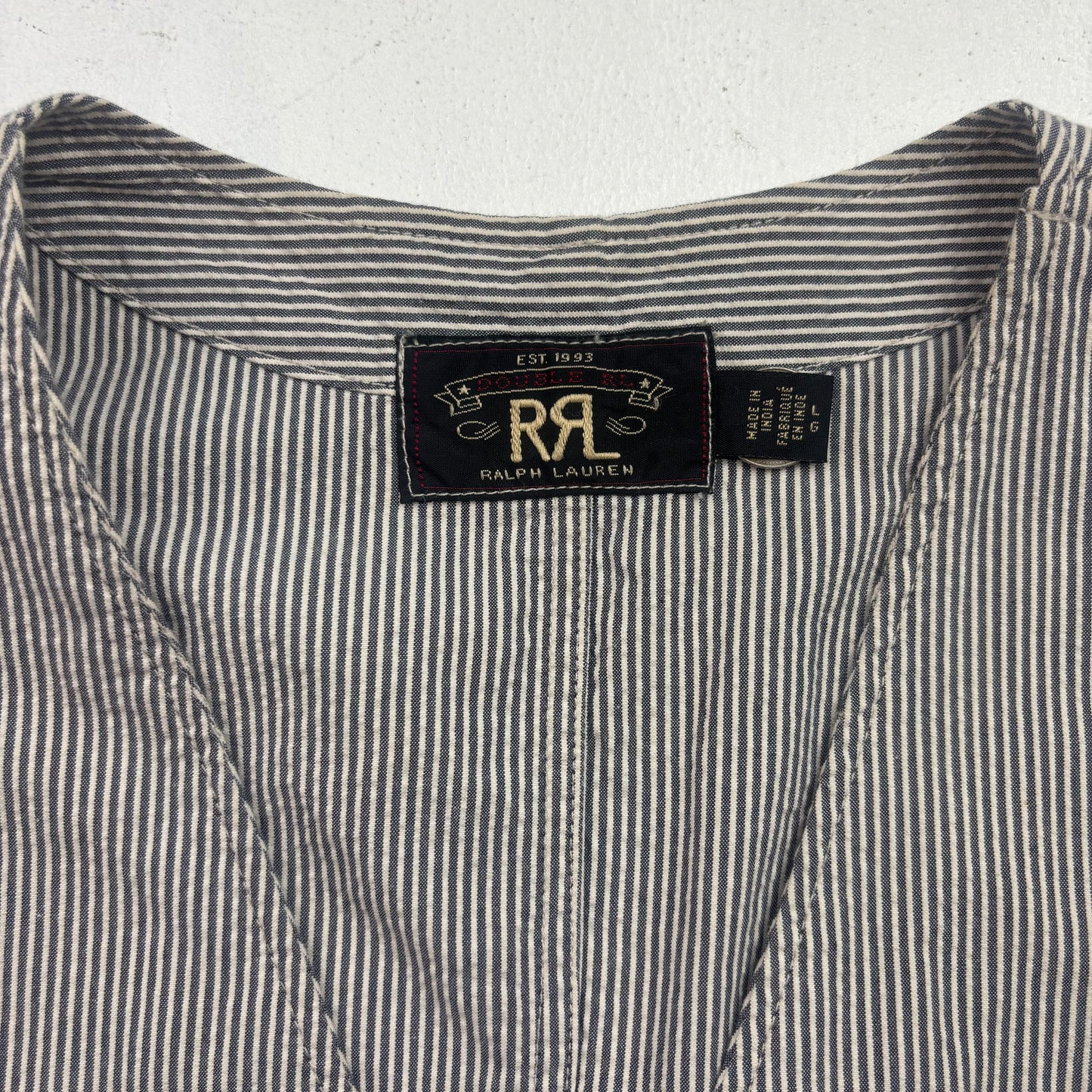 RRL Ralph Lauren Blue Seersucker Waistcoat (Cotton) - L