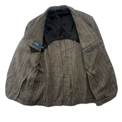 Polo Ralph Lauren Grey Herringbone Blazer (Flax Silk Wool) - 42R