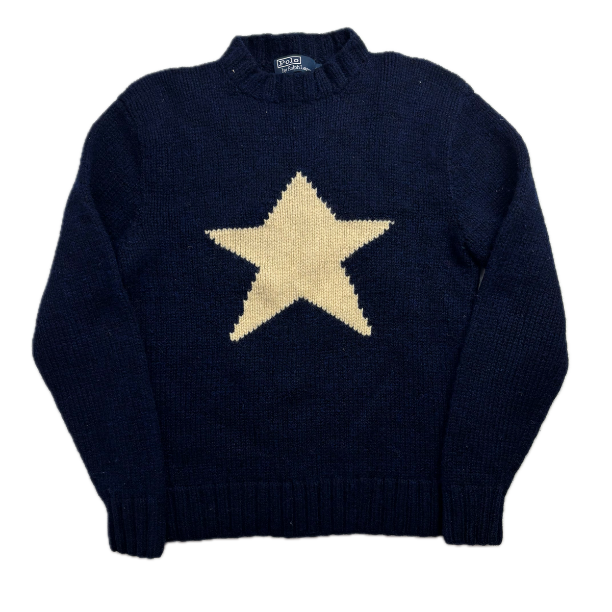 Polo Ralph Lauren Navy Hand Knit Star Jumper (Wool) -  S