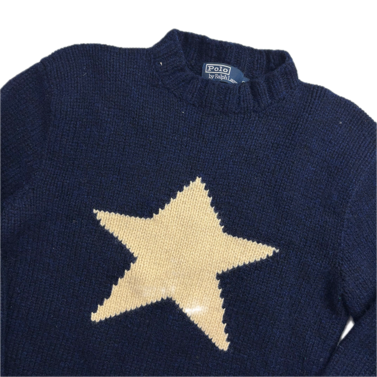 Polo Ralph Lauren Navy Hand Knit Star Jumper (Wool) -  S