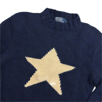 Polo Ralph Lauren Navy Hand Knit Star Jumper (Wool) -  S