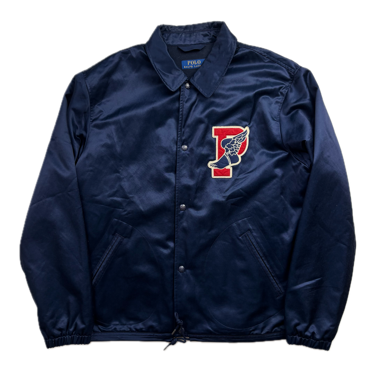 Polo Ralph Lauren Retro Navy Blue P-Wing Sateen Coach Jacket - L