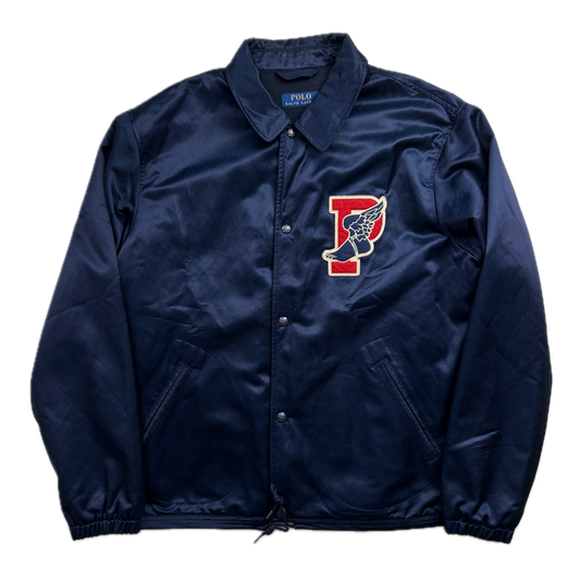 Polo Ralph Lauren Retro Navy Blue P-Wing Sateen Coach Jacket - L