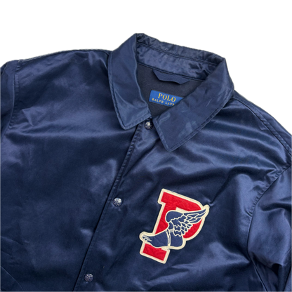 Polo Ralph Lauren Retro Navy Blue P-Wing Sateen Coach Jacket - L
