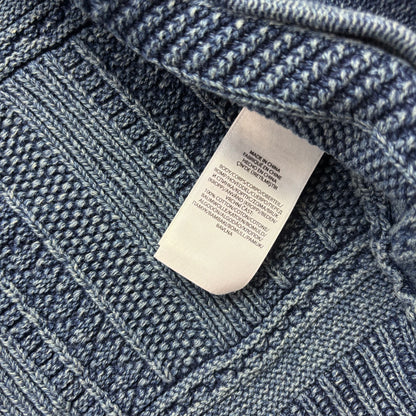 Polo Ralph Lauren Indigo Blue Aran Knit Anchor Shawl Cardigan (Cotton) - L