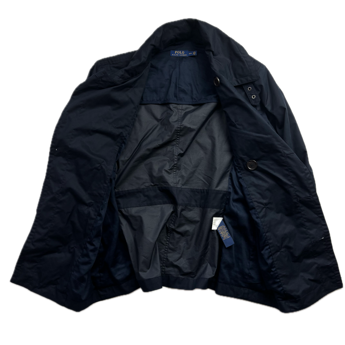 Polo Ralph Lauren Navy Utility Double Breasted Rain Mac Coat - M
